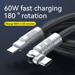 Super Fast Charging Cable Manufacturer - OEM 60W 180 Degree Rotating Nylon Zinc Alloy Type-C
