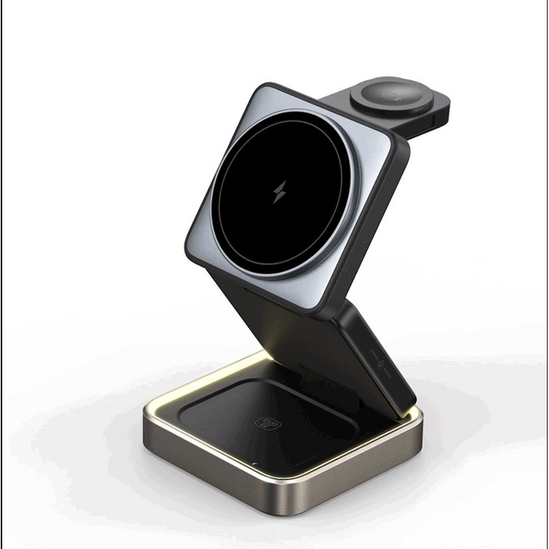 Foldable Wireless Charger Factory - OEM 2024 New 15W 3-in-1 Phone Stand Fast PD QC3.0 Aluminum