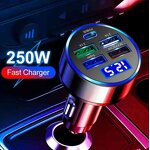 Car Charger Manufacturer - OEM LED 5-Port with Fast Charge PD QC3.0 USB C for Phone Earphones