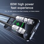 Super Fast Charging Cable Manufacturer - OEM 60W 180 Degree Rotating Nylon Zinc Alloy Type-C