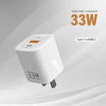 GaN Wall Charger Factory - OEM Wholesale 33W USB C 2-Port PD Fast Customized Logo Hot Sale