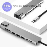 USB Type C Hub Manufacturer - OEM 8 in 1 Multi Function Adapter for MacBook Pro Windows Laptops