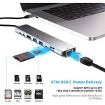 USB Type C Hub Manufacturer - OEM 8 in 1 Multi Function Adapter for MacBook Pro Windows Laptops