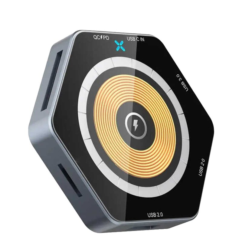 USB Hub Docking Station Supplier - OEM 15w 6-in-1 Accurate Positioning Charging Stand Usb3.0 Sd/tf Reader