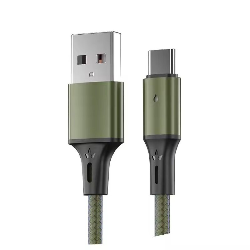 Data Cable Supplier - OEM Single Head Nylon Braided 3A Fast Charging Type-C Colorful Light