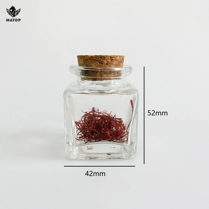 Saffron Glass Bottles Supplier - Wholesale square Round Customized Cork
