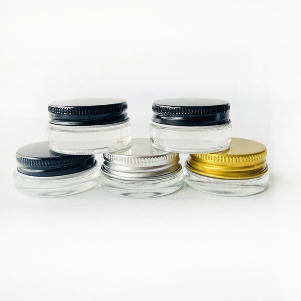 Low Profile Glass Containers Manufacturer - Thick with Silver Metal Lids