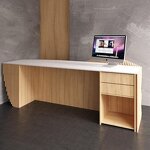 Reception Desk Factory - OEM Custom Modern Design Solid Wood for Hotels Schools Commercial Lobby Storage