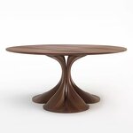 Dining Table Supplier - OEM Mid Century Modern Solid Walnut Veneer Custom Minimalist Round