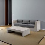 Cement Sofa Set Supplier - OEM Minimalist Design Convertible Coffee Table Comfortable Fabric Plastic Legs