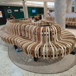 Curved Wood Bench Manufacturer - OEM Modern Colorful for Comfortable Waiting Resting Public Spaces