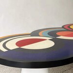 Coffee Table Factory - OEM Stylish Nordic Modern with Geometric Hand-painted Design FRP Material