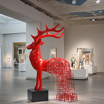Abstract Animal Sculpture Manufacturer - OEM Customizable Red Handmade Resin Fiberglass Deer Statues Angel