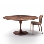 Dining Table Supplier - OEM Mid Century Modern Solid Walnut Veneer Custom Minimalist Round