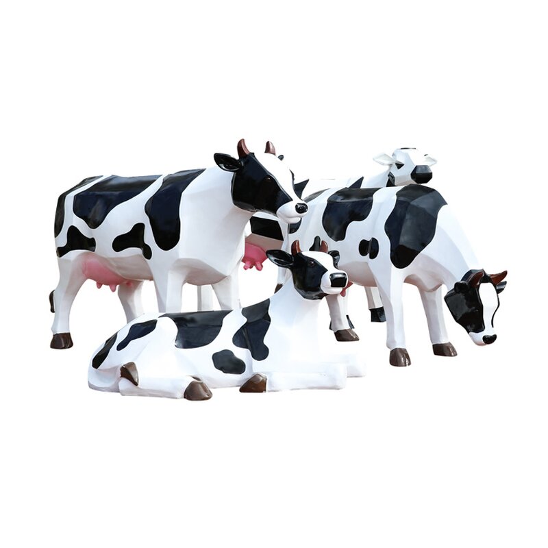 Fiberglass Cow Sculpture Supplier - OEM Life Size Color Painting for Park Landscaping Decoration