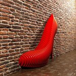 Wall-Mounted Sofa Backrest Supplier - OEM Customizable Parametric Red High Heel Shape Solid Wood Public