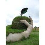 Outdoor Sculpture Factory - OEM Custom Modern Large Fiberglass Hand-Held Apple Statue Religious Angel