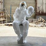 Resin Sculpture Manufacturer - OEM Creative Spaceman Astronaut Fiberglass Live Size Hand-painted Waterproof