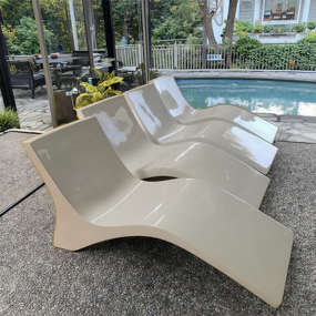 Outdoor Furniture Factory - OEM RUYA Wood Fiberglass Bench Garden Patio Park Water Recreation Pool