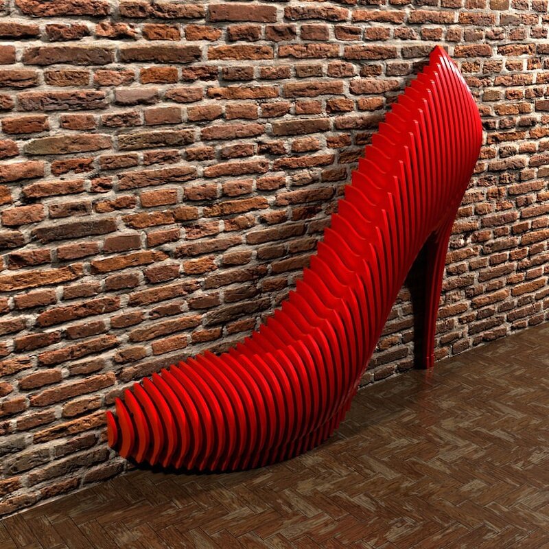 Wall-Mounted Sofa Backrest Supplier - OEM Customizable Parametric Red High Heel Shape Solid Wood Public