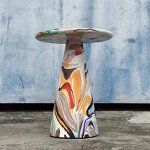 Coffee Table Factory - OEM Graceful Hand-Painted Designer Round with Custom Feast Mushroom Style