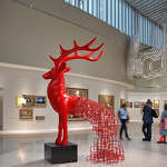 Abstract Animal Sculpture Manufacturer - OEM Customizable Red Handmade Resin Fiberglass Deer Statues Angel