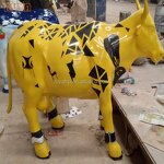 Fiberglass Cow Sculpture Supplier - OEM Life Size Color Painting for Park Landscaping Decoration