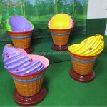 Outdoor Furniture Set Supplier - OEM Modern Fiberglass Ice Cream Armchair Table for School Gym Mall