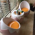 Garden Furniture Set Manufacturer - OEM Creative Egg Shell Pato Unique Fiberglass for Dining Coffee Table