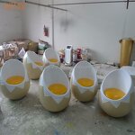 Fiberglass Dining Chairs Manufacturer - OEM Modern Eggshell Coffee Shop Design Glazed Cool Seater Table Set