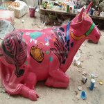 Fiberglass Cow Sculpture Supplier - OEM Life Size Color Painting for Park Landscaping Decoration