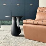 Side Table Manufacturer - OEM Custom FRP Black Special Shaped for Hotel Office Reception