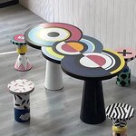 Coffee Table Factory - OEM Stylish Nordic Modern with Geometric Hand-painted Design FRP Material