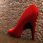 Wall-Mounted Sofa Backrest Supplier - OEM Customizable Parametric Red High Heel Shape Solid Wood Public