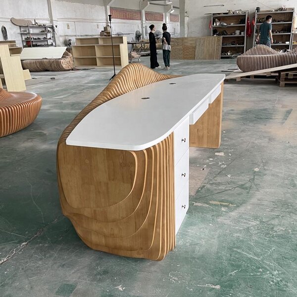 Reception Desk Factory - OEM Custom Modern Design Solid Wood for Hotels Schools Commercial Lobby Storage