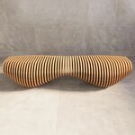 Parametric Bench Manufacturer - OEM Wavy Wooden Design for Hotel Lobby Airport Lounge Hospital Waiting