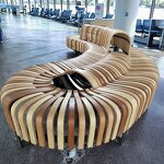 Curved Wood Bench Manufacturer - OEM Modern Colorful for Comfortable Waiting Resting Public Spaces