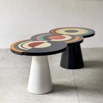 Coffee Table Factory - OEM Stylish Nordic Modern with Geometric Hand-painted Design FRP Material