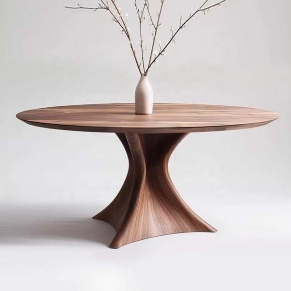 Dining Table Factory - OEM Nordic Style Luxury Solid Wood Frame 6 Seat Walnut Custom