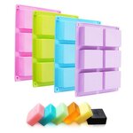 Rectangle Silicone Soap Mold Factory - 6 Cavity DIY Handmade Square