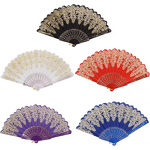 Spanish Style Hand Fans Supplier - Colorful Lace Floral Plastic Folding