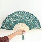 Lace Hand Fan Manufacturer - Handmade 100% Cotton 27cm 13colors