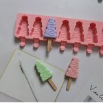 Silicone Ice Cream Mold Supplier - 8 Cavity Christmas Tree Shape DIY