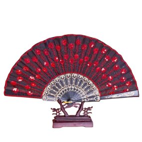 Chinese Dance Folding Fan Supplier - Party Favor Elegant Embroidered Flower