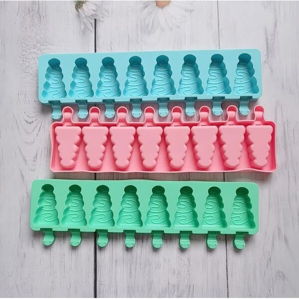 Silicone Ice Cream Mold Supplier - 8 Cavity Christmas Tree Shape DIY