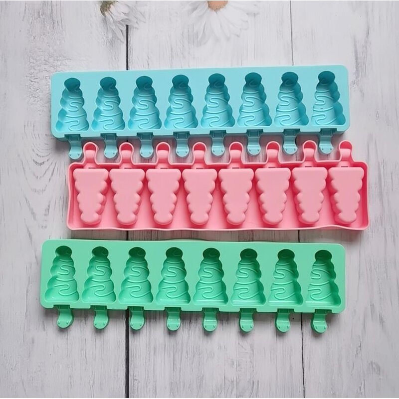 Silicone Ice Cream Mold Supplier - 8 Cavity Christmas Tree Shape DIY