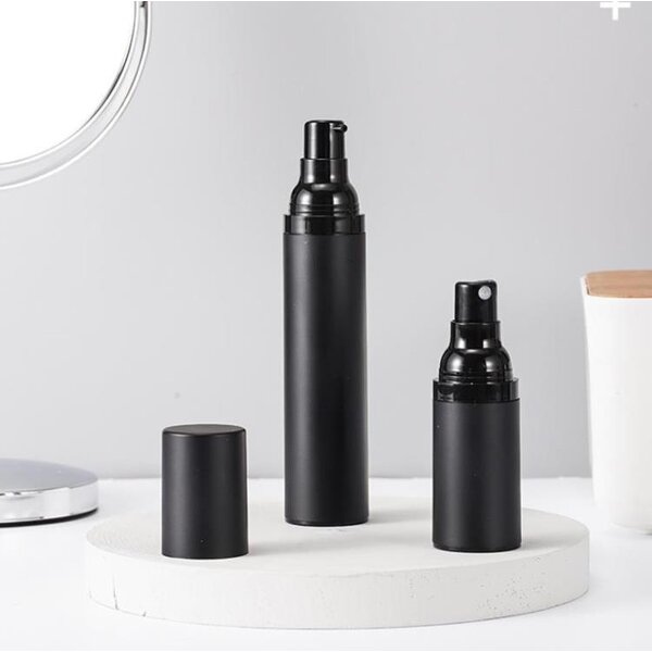 Airless Pump Spray Bottle Factory - Matte Frosted 15-50ml Black Cosmetic