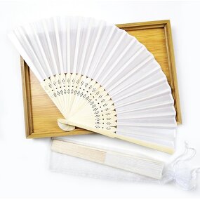 Personalized Wedding Hand Fan Supplier - for Guest Custom Logo Silk