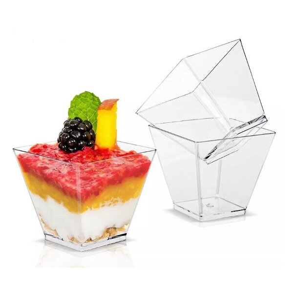 Plastic Dessert Cup Supplier - 9OZ 270ml Clear Square Disposable Festival
