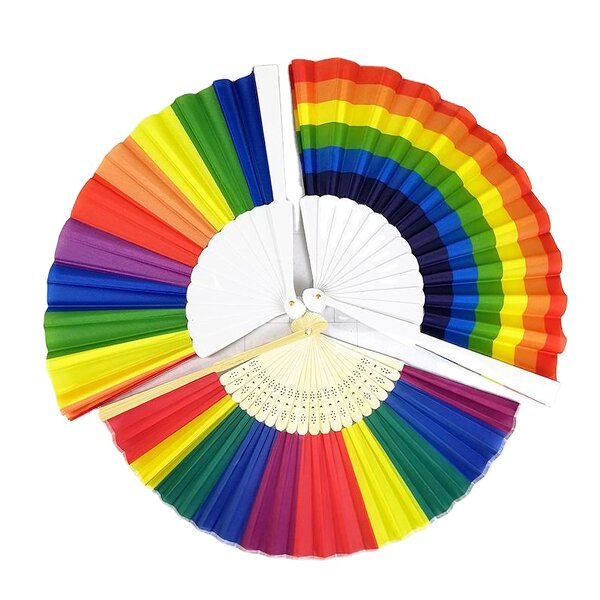 LGBT Bamboo Fan Factory - Rainbow Colorful Plastic Hand Held Gay Pride